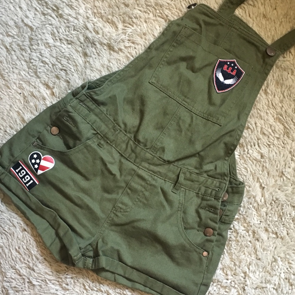 army green overalls “shortalls”